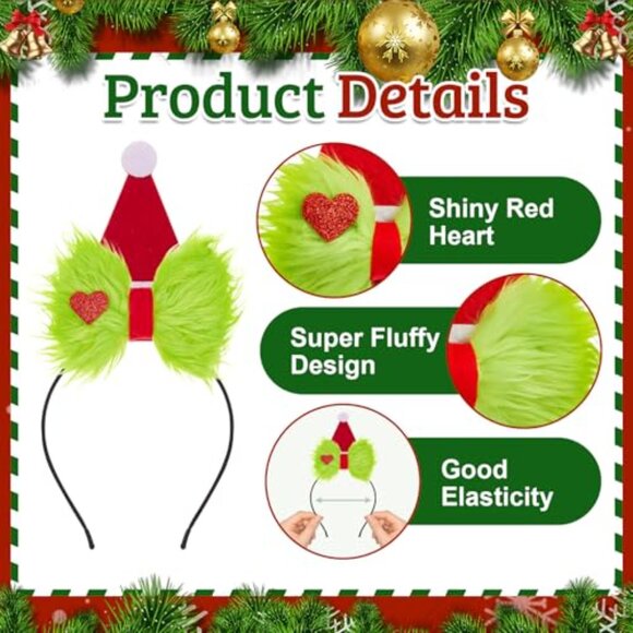 Festive Headband with Detachable Hair Bow Clip - Soft Holiday Accessory Set - Picture 5 of 8